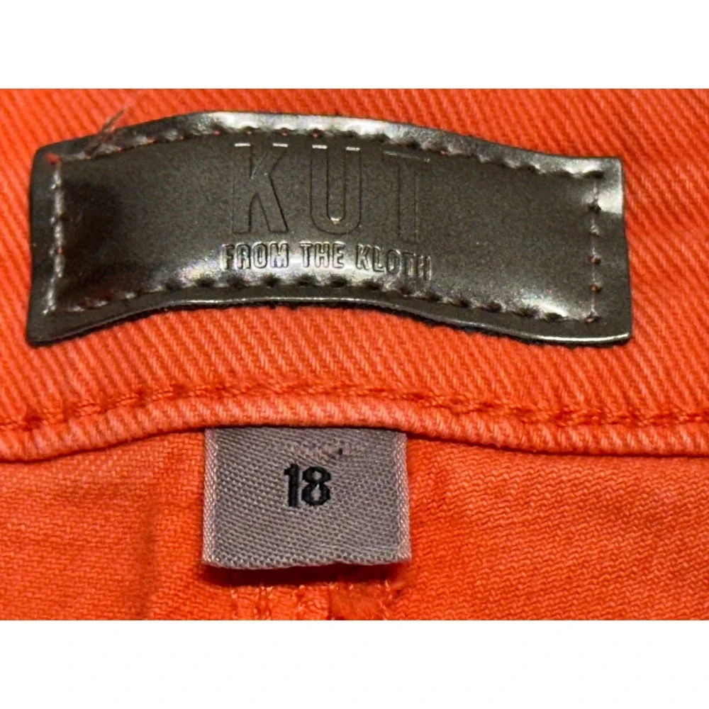 Kut from the Kloth Jane High Rise Long Shorts Tangerine Orange Raw Hem Size‎ 18